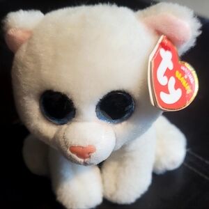 Ty Plush White Cat with Blue Eyes